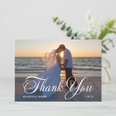 Carte De Remerciements Belle Forma Script Mariage Photo (Debout devant)