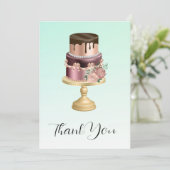 Carte De Remerciements Belle Glam Party Fête de gâteau (Debout devant)