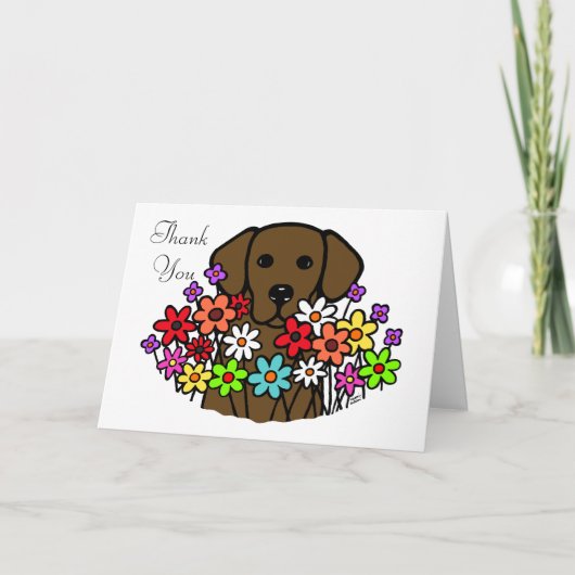 Carte De Remerciements Belle illustration de Labrador de chocolat d'âme (Devant)