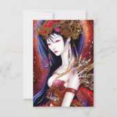 Carte De Remerciements Belle Japonaise fille Imaginaire gothique Triptyqu (Devant)