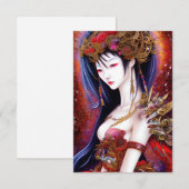 Carte De Remerciements Belle Japonaise fille Imaginaire gothique Triptyqu (Devant / Derrière)