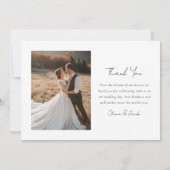 Carte De Remerciements Belle Mariage de script photo (Dos)