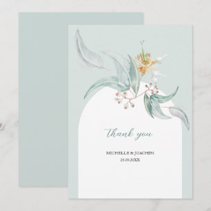 Carte De Remerciements Belle Monnaie Rustique Eucalyptus Aquarelle Art