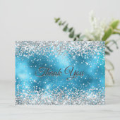 Carte De Remerciements Belle parties scintillant d'argent turquoise (Debout devant)