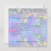 Carte De Remerciements Belle Parties scintillant Sparkly Je suis désolé C (Devant)