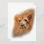 Carte De Remerciements Belle peinture aquarelle de lionne  (Devant / Derrière)