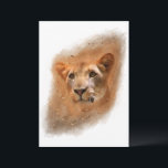 Carte De Remerciements Belle peinture aquarelle de lionne<br><div class="desc">Belle peinture aquarelle de tête de lionne - Beau cadeau pour tous les amoureux des animaux ou des chats</div>