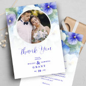Carte De Remerciements Belle photo classique romantique aux tons bleu flo