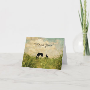 Carte De Remerciements Belle silhouette Mare et Foal Horse
