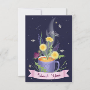 Carte De Remerciements Belle tasse de thé Fleurs d'été