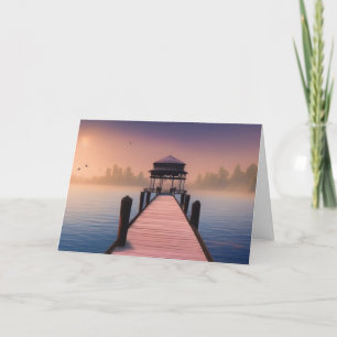 Carte De Remerciements Belle vue du quai coucher de soleil paysage