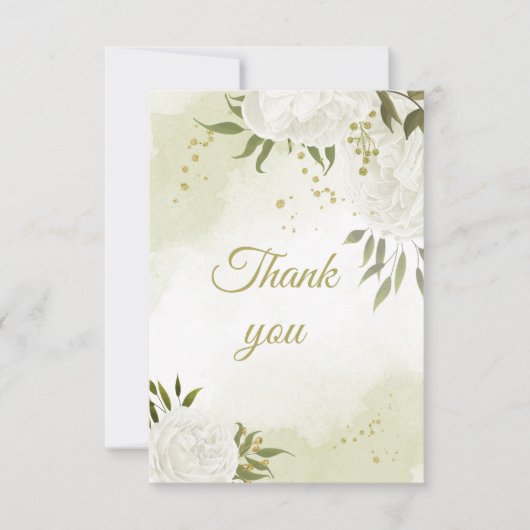 Carte De Remerciements Belles fleurs blanches verdure botanique (Devant)