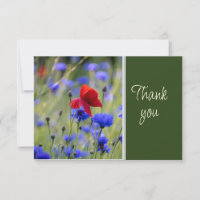 Belles Fleurs Bleues Rouges AquarelleMerci