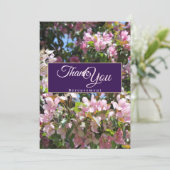 Carte De Remerciements Belles Fleurs de Cerisier Roses Violettes Deuil (Debout devant)