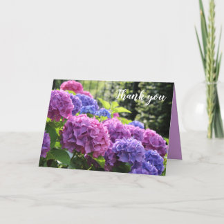 Carte De Remerciements Belles fleurs d'Hydrangée rose et bleu
