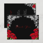 Carte De Remerciements Belles papillons de Roses Rouges Quinceanera (Devant / Derrière)