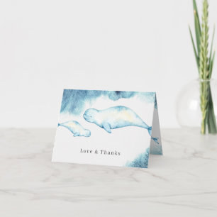 Carte De Remerciements Béluga   Remerciement pour Baby Shower Océan Bébé