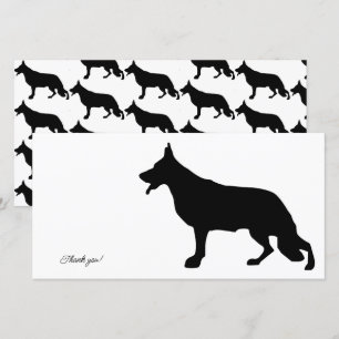 Carte De Remerciements Berger Allemand Silhouette Noire