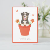 Carte De Remerciements Berger Australien Dans Un Pot De Fleurs (Debout devant)