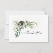 Carte De Remerciements Berries d'hiver Pine verte Mariage inspirant (Devant)