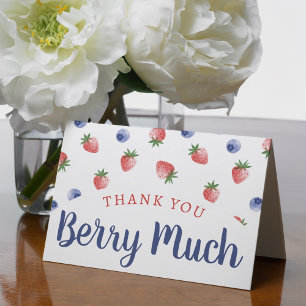 Carte De Remerciements Berry 1er Anniversaire Fraise bleuet fraise