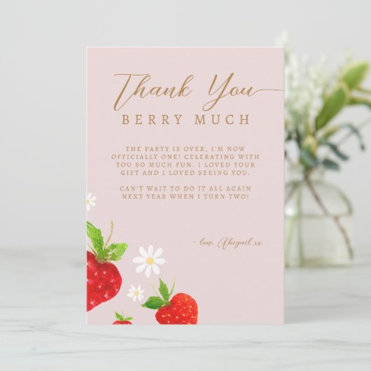 Carte De Remerciements Berry 1ère fraise Anniversaire (Debout devant)