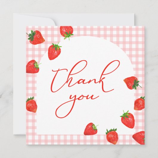 Carte De Remerciements Berry à pâte rose fraise (Devant)
