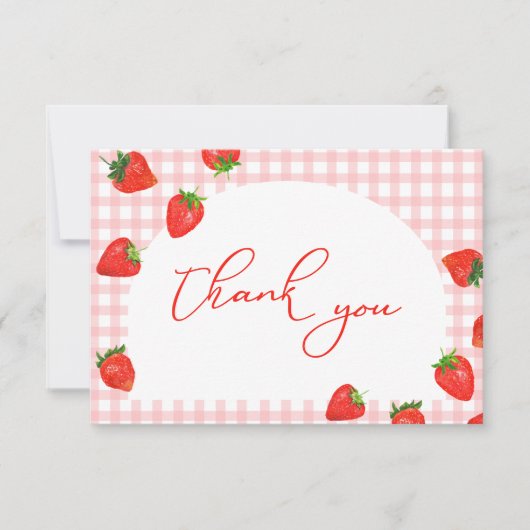 Carte De Remerciements Berry aux fraises d'anniversaire rose (Devant)