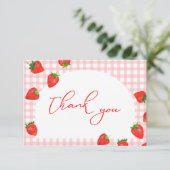 Carte De Remerciements Berry aux fraises d'anniversaire rose (Debout devant)
