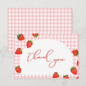 Carte De Remerciements Berry aux fraises d'anniversaire rose (Devant / Derrière)