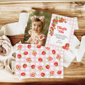 Carte De Remerciements Berry aux fraises rouges Photo d'anniversaire
