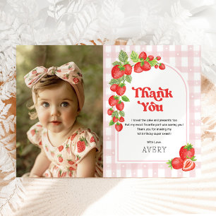 Carte De Remerciements Berry aux fraises rouges Photo d'anniversaire