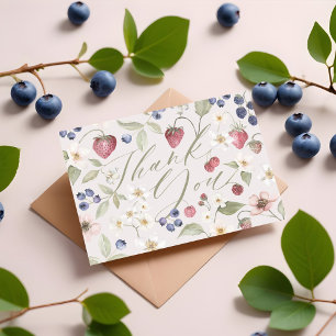 Carte De Remerciements Berry Baby shower doux Fleurs et baies sauvages