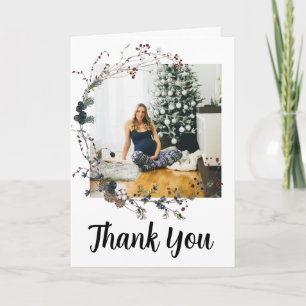 Carte De Remerciements Berry d'hiver Rustic Boho fleurs sauvages 2 photo