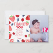Carte De Remerciements Berry doux boho fraise (Devant)