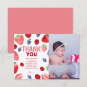 Carte De Remerciements Berry doux boho fraise (Devant / Derrière)