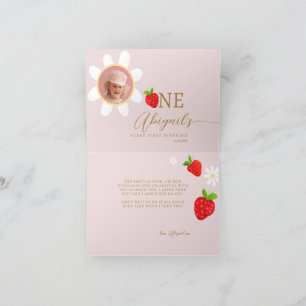 Carte De Remerciements Berry First 1st Strawberry Birthday Photo