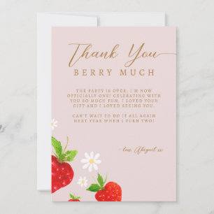 Carte De Remerciements Berry First 1st Strawberry Birthday Photo