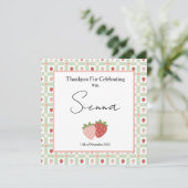 Carte De Remerciements Berry First Birthday Customisable Gingham Print (Debout devant)