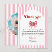 Carte De Remerciements Berry First Strawberry et Bow (Devant / Derrière)