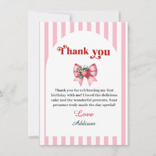 Carte De Remerciements Berry First Strawberry et Bow