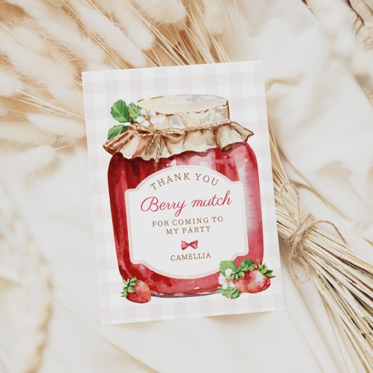 Carte De Remerciements Berry First Strawberry Jam 1ère fête d'anniversair