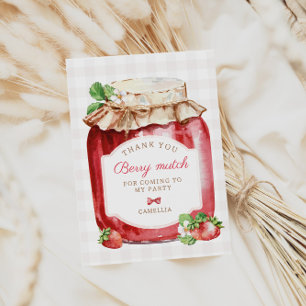 Carte De Remerciements Berry First Strawberry Jam 1ère fête d'anniversair