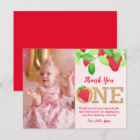 Berry Sweet Red Strawberry 1st Birthday Girl Photo