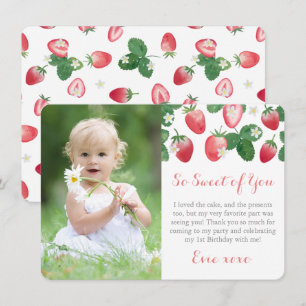 Carte De Remerciements Berry Sweet Strawberry fête d'anniversaire Photo
