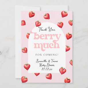 Carte De Remerciements Berry Sweet Strawberry Heart Girt Baby shower