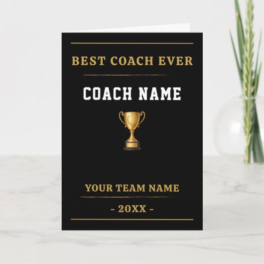 Carte De Remerciements Best Coach Ever Trophy Coach Appreciation Gift (Devant)