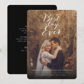 Carte De Remerciements Best Day Ever Design Script Photo Mariage moderne (Devant / Derrière)