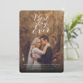 Carte De Remerciements Best Day Ever Design Script Photo Mariage moderne (Debout devant)