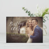 Carte De Remerciements Best Day Ever Design Script Photo Mariage moderne (Debout devant)